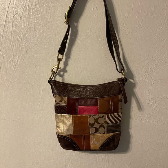 Coach Handbags - Coach Patchwork Shoulder Bag Leather Suede Signature Canvas Y2K Boho